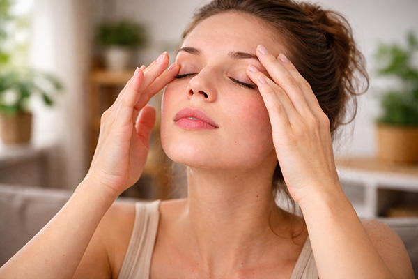 Persona realizando ejercicios de enfoque visual